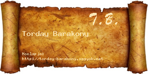 Torday Barakony névjegykártya